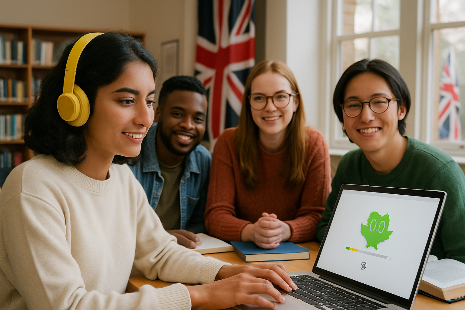 A student taking the Duolingo English Test on a laptop