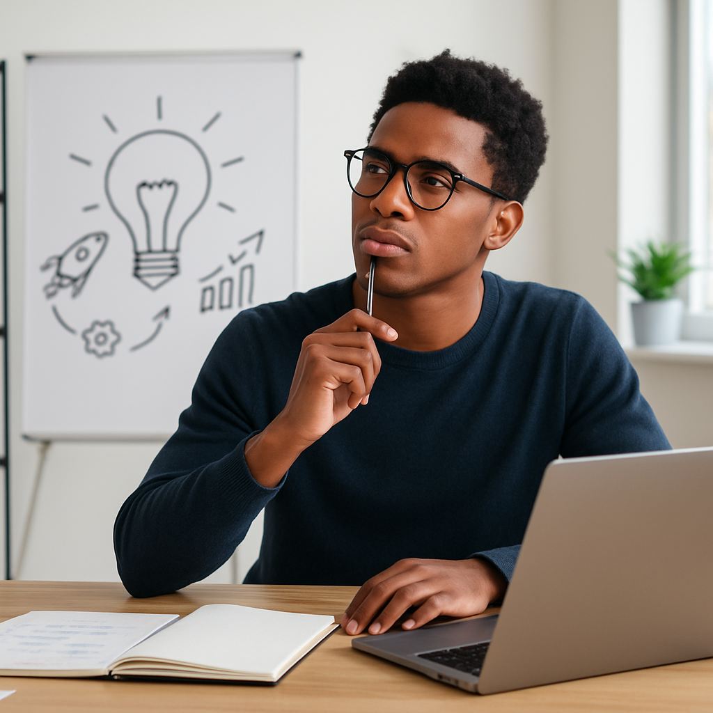 Young entrepreneur working on a startup idea