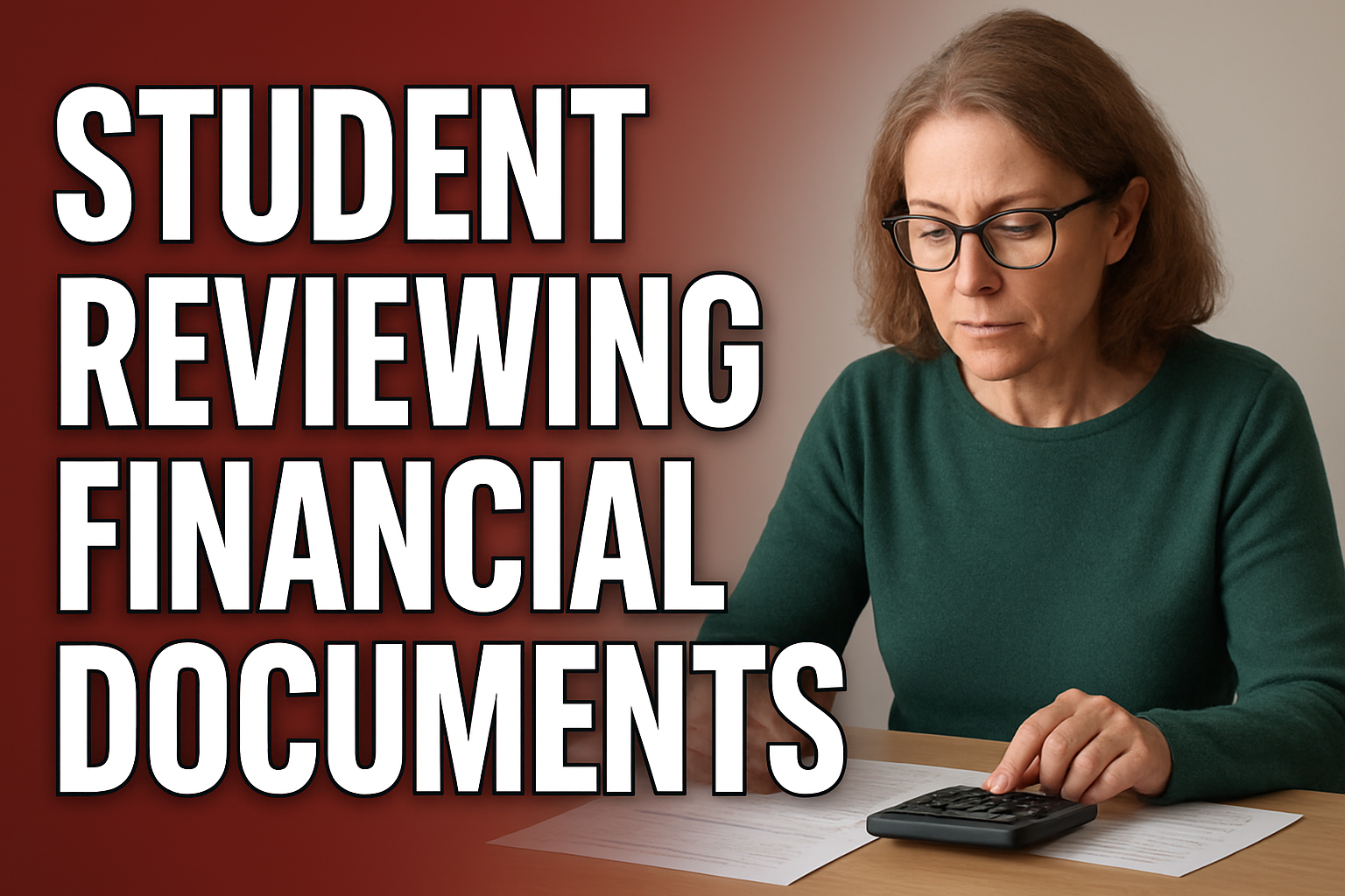 Student reviewing financial documents