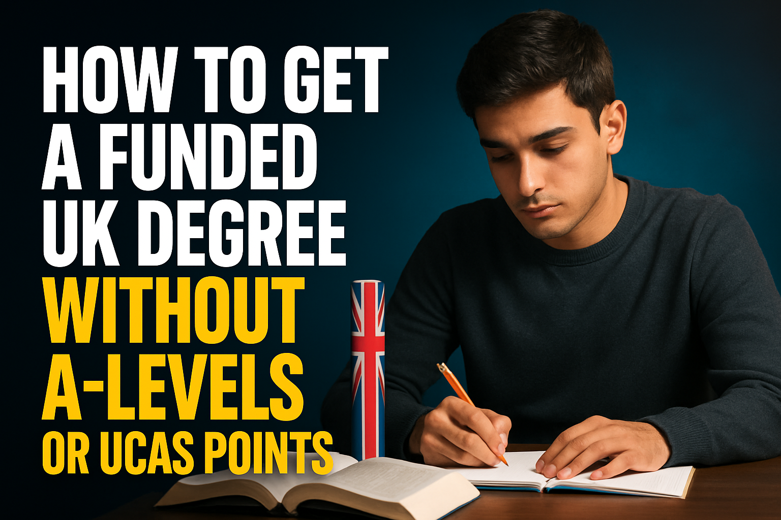 Student studying without A-levels
