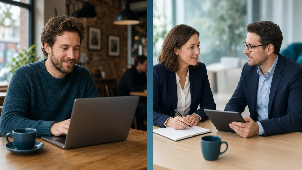 Person comparing casual student referral side hustle with AF Education agent partnership on a laptop