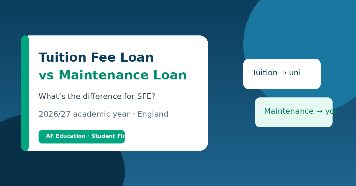 Tuition Fee Loan vs Maintenance Loan comparison for Student Finance England 2026/27